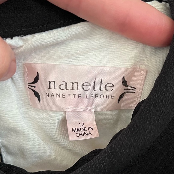 Nanette Lepore Black and White Lace Collared Shift Dress, SZ 12 EUC - Picture 6 of 8